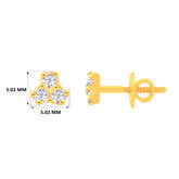 22k Yellow Gold Cubic Zirconia Clover Stud Earrings with gold weight of 1.067g